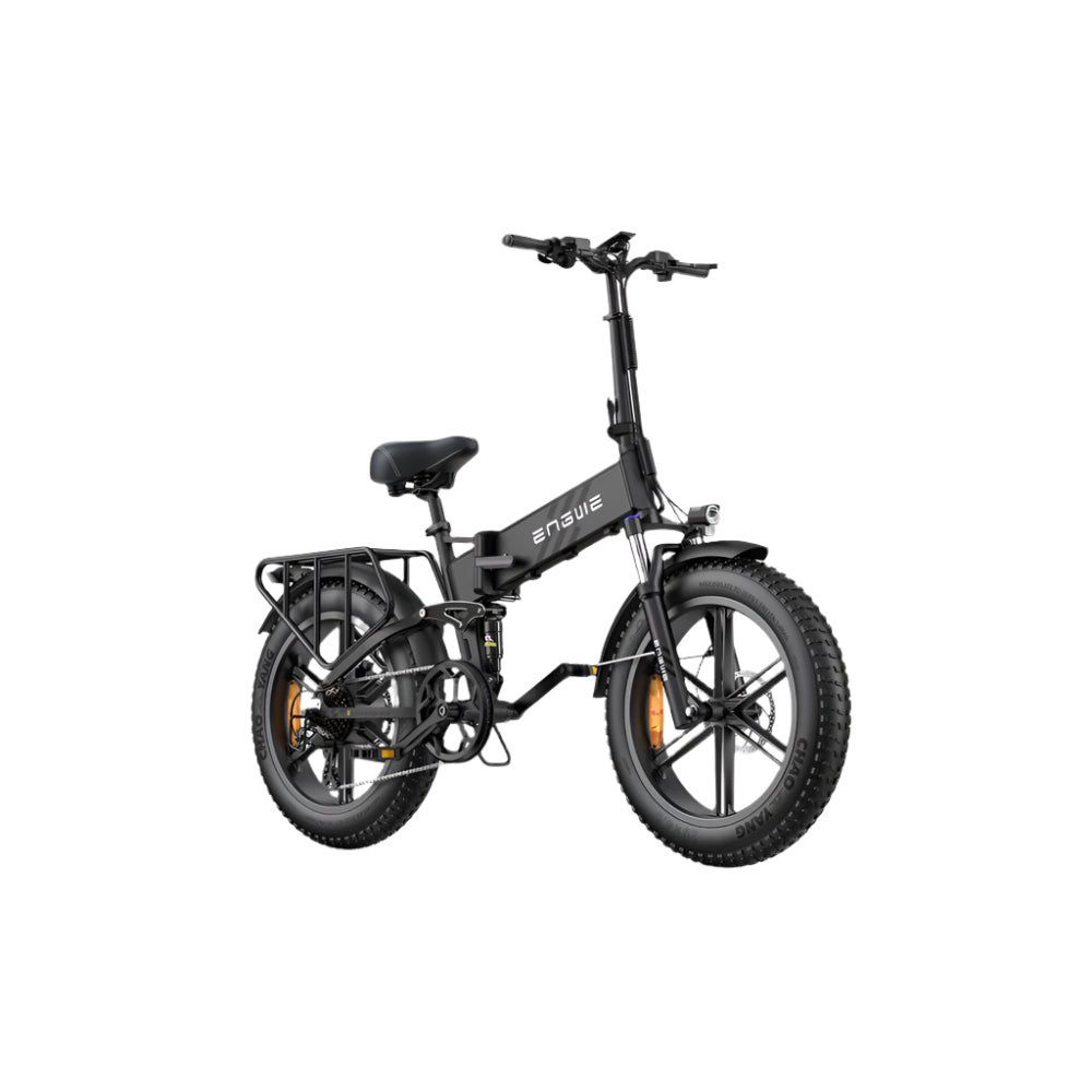Zwarte elektrische fiets op witte achtergrond