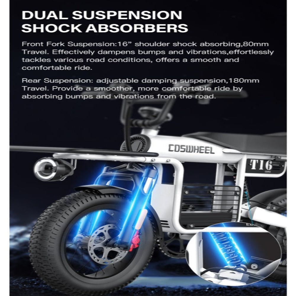 dual suspension shock absorber ebike coswheel
