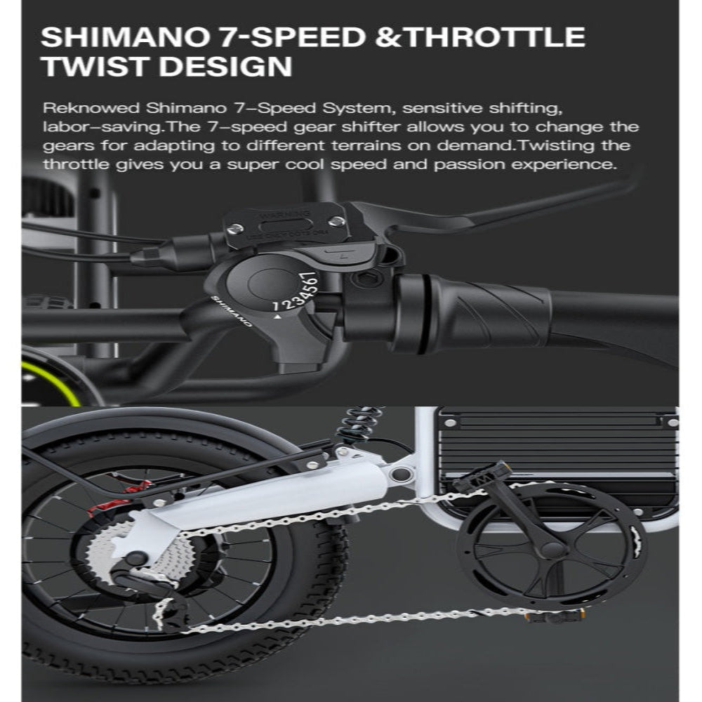 shimano 7 speed and throttle twist design coswheel ebike