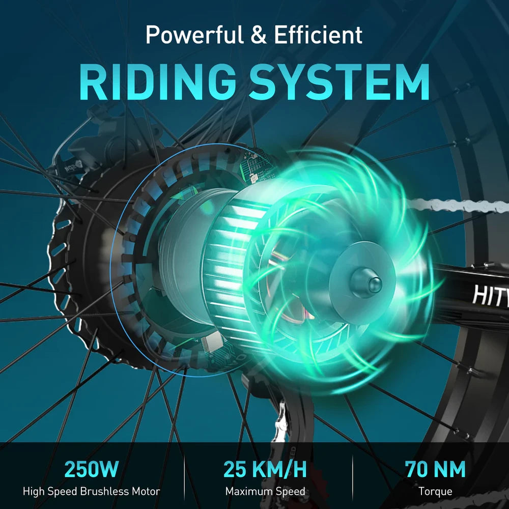 Bicycle wheel with a high-speed brushless motor on a blue background, highlighting power and efficiency.
