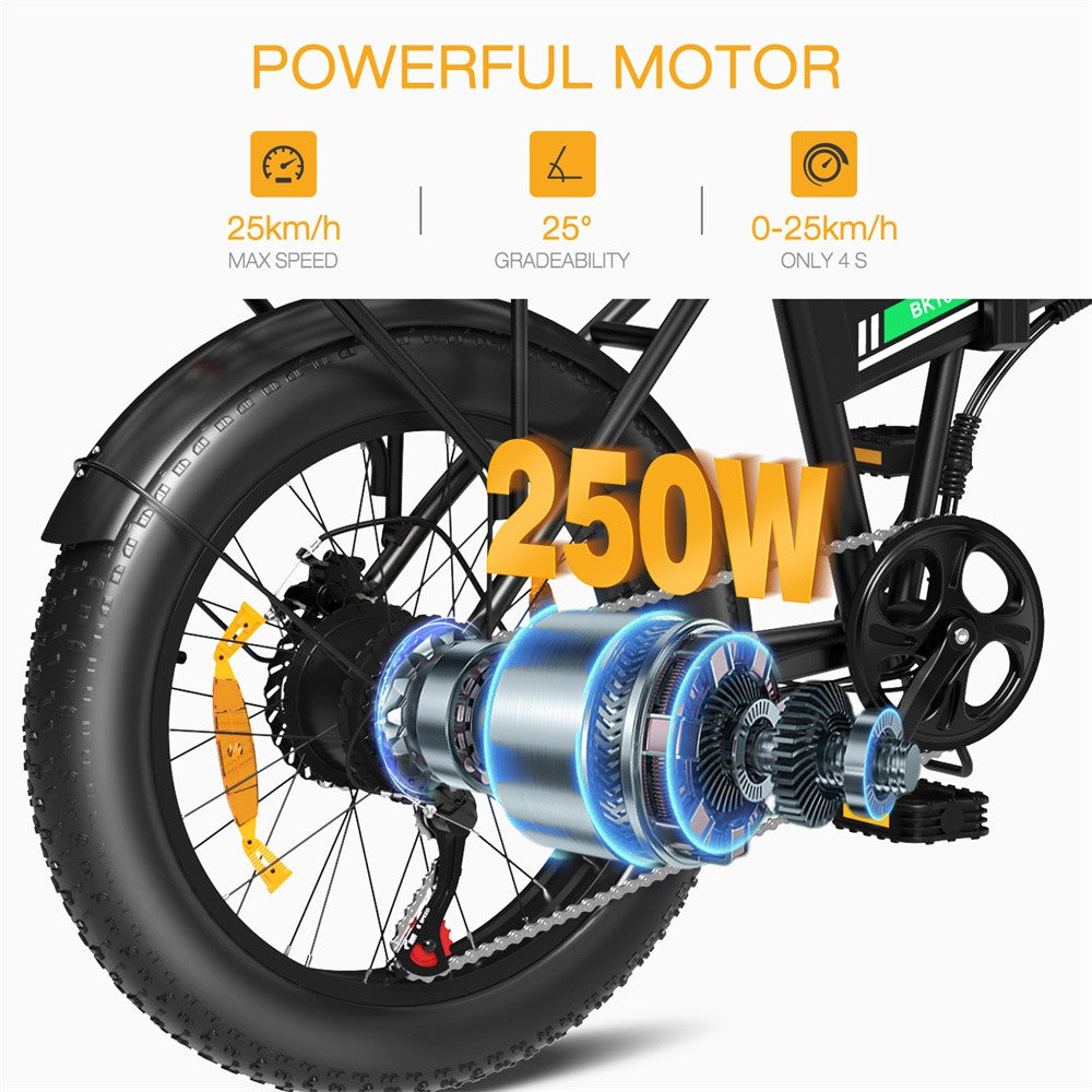 Electric bike wheel with a powerful motor and specifications highlighted