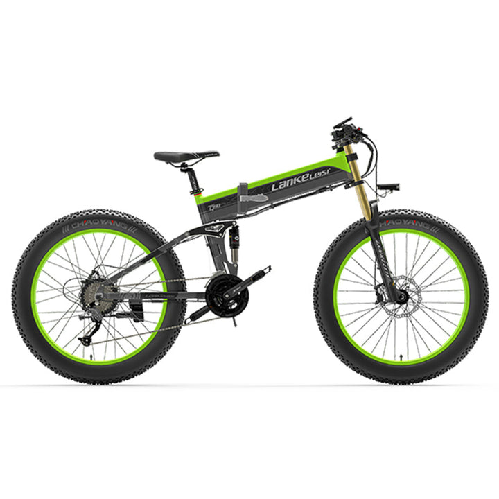 Electric bike with green rims on a white background