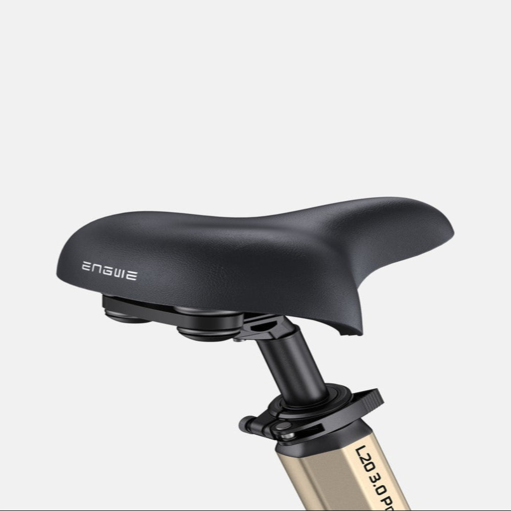 Bicycle seat with adjustable post on a white background