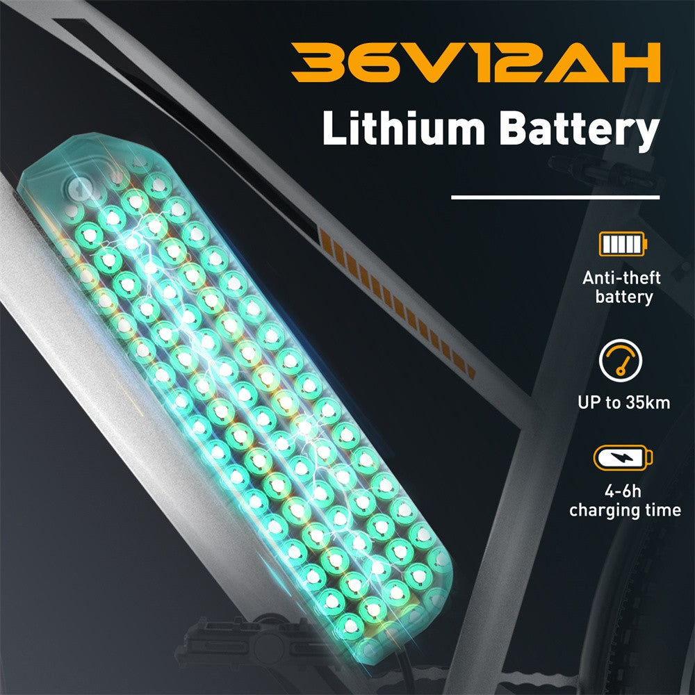 Lithium battery with charging time and capacity details on a dark background