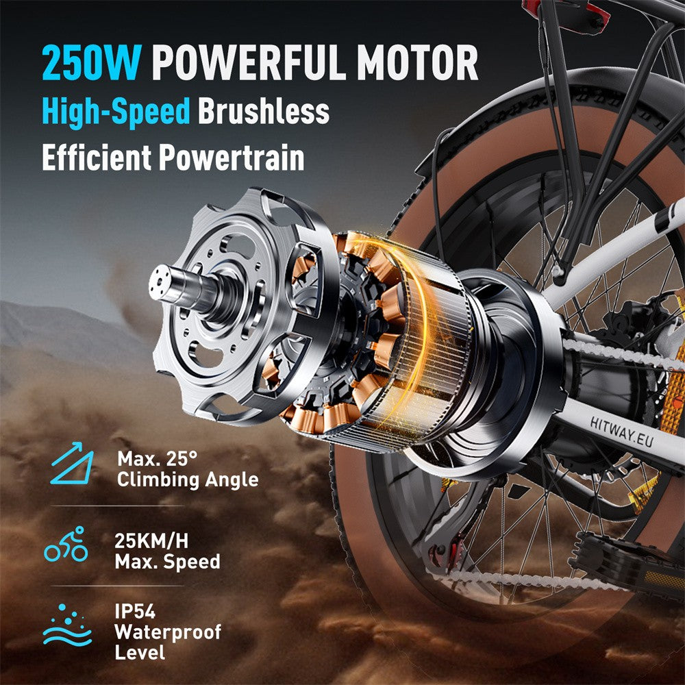 Close-up of a bicycle motor with technical specifications on a mountainous background