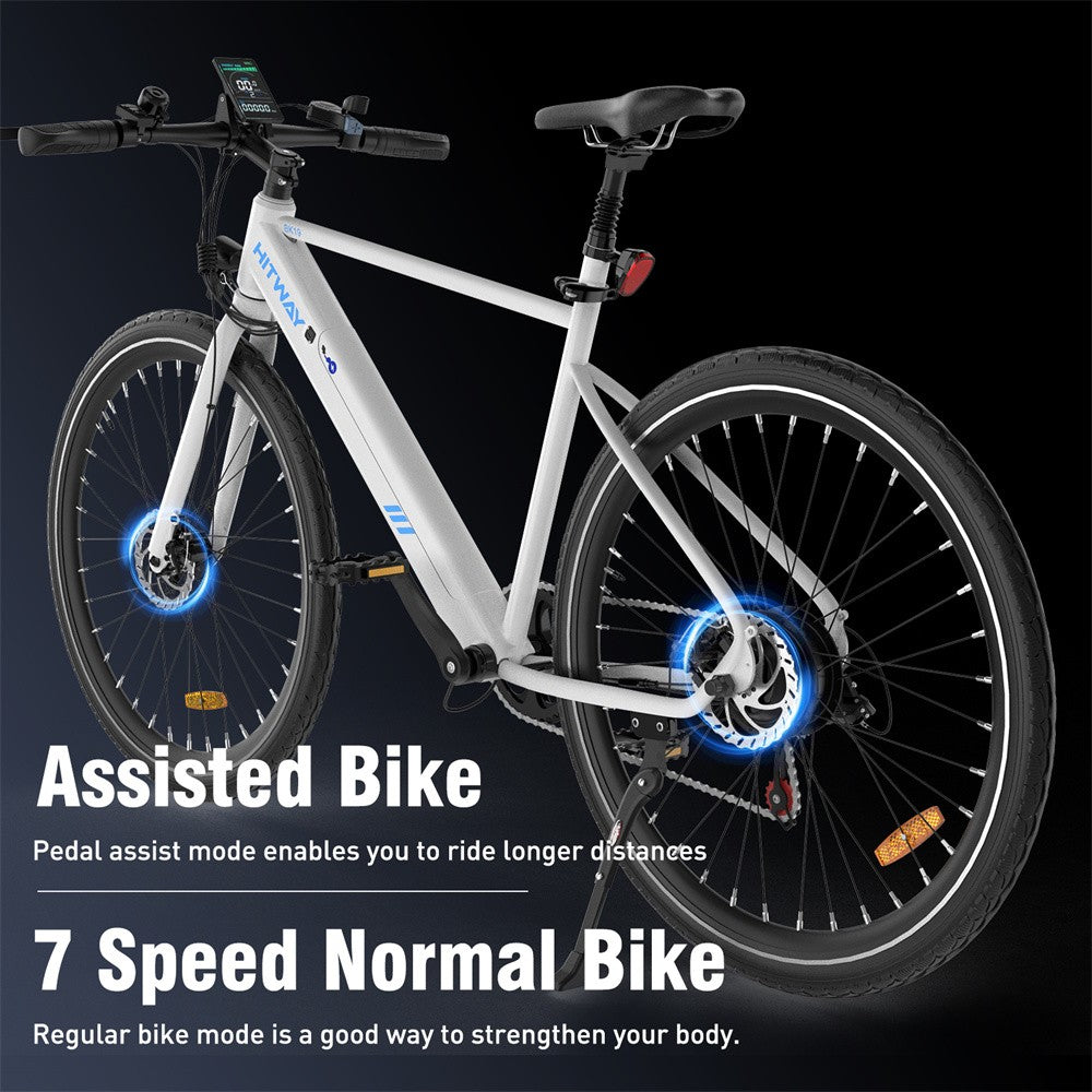 Assisted bike with text on a dark background