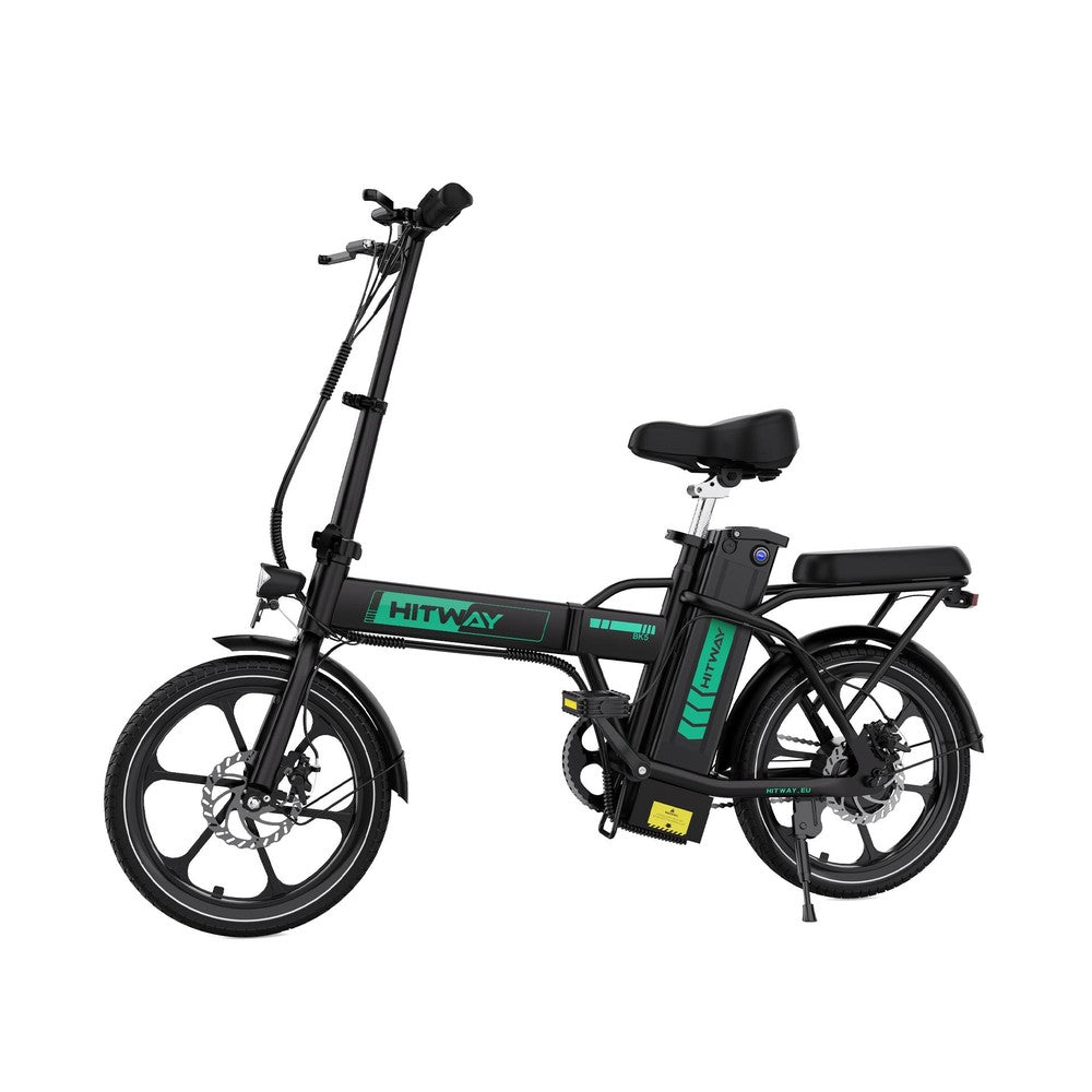 Black electric bike with 'HITWAY' branding on a white background