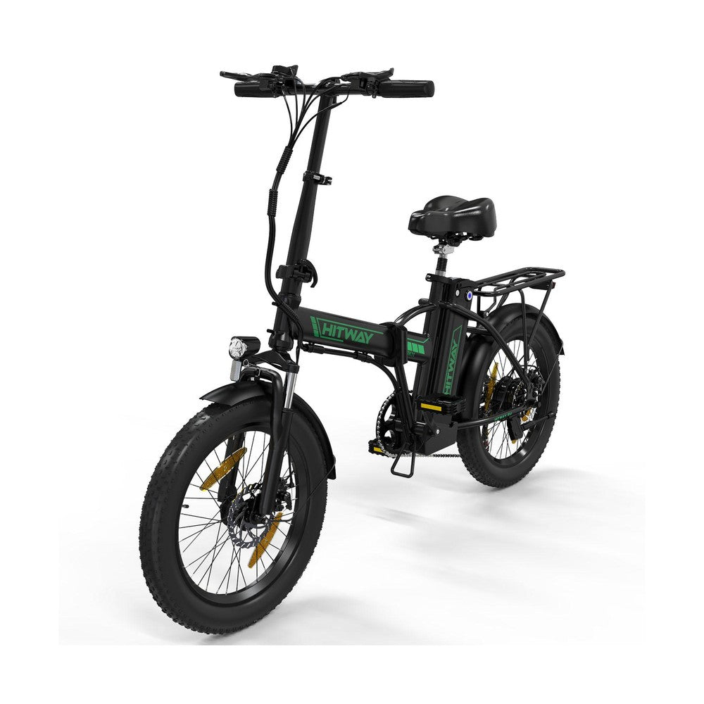 Black electric bike with a visible brand logo on a white background