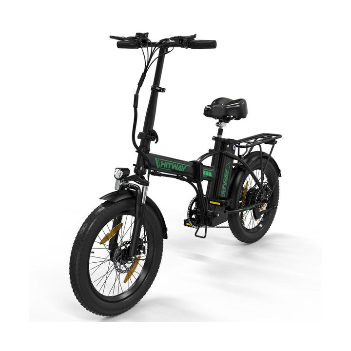 Black electric bike with a visible brand logo on a white background
