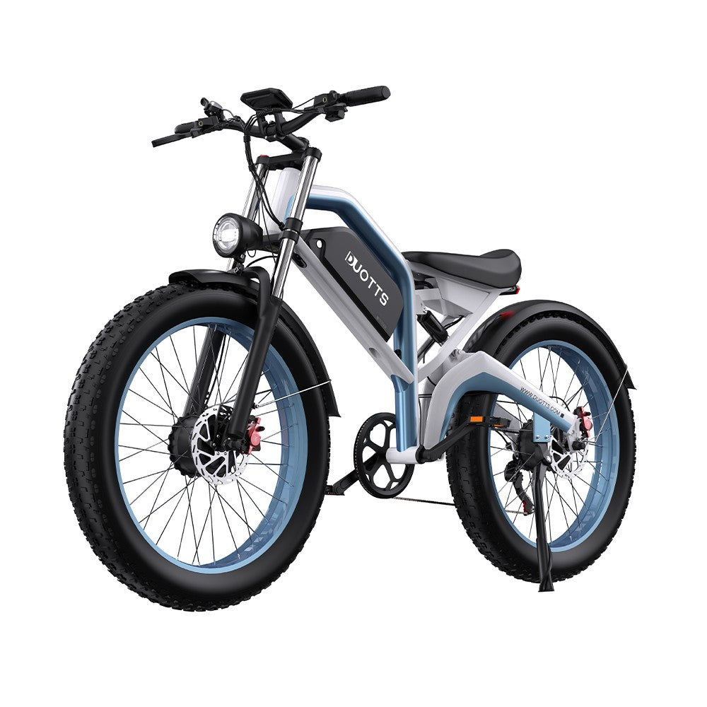 Electric bike with 'DUOTTS' branding on a white background