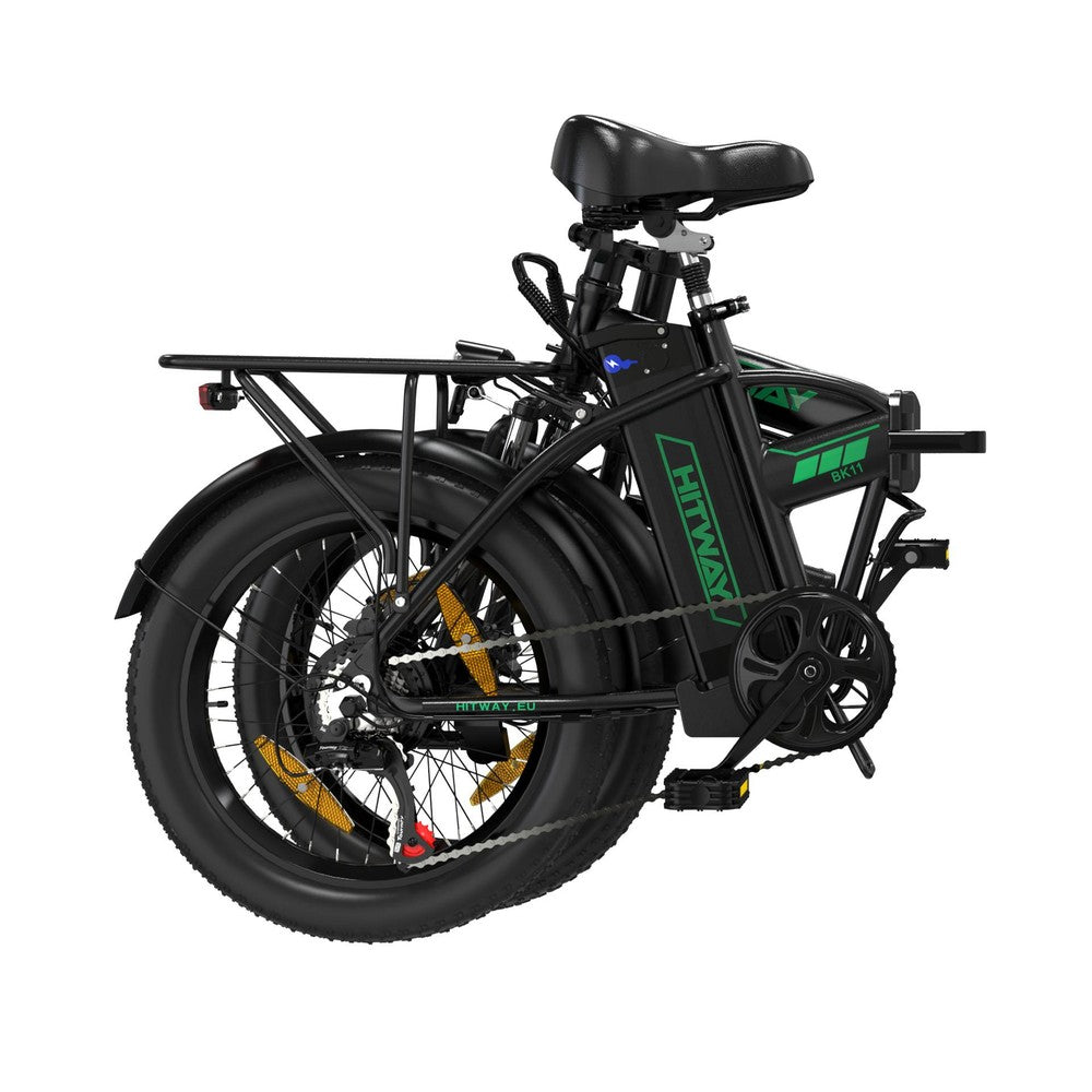 Black electric bike with visible branding on a white background