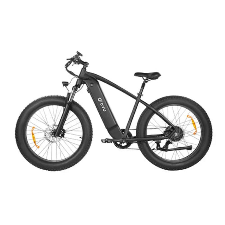 "DYU KING 750 electric mountain bike with fat tires, LED display, and detachable battery"