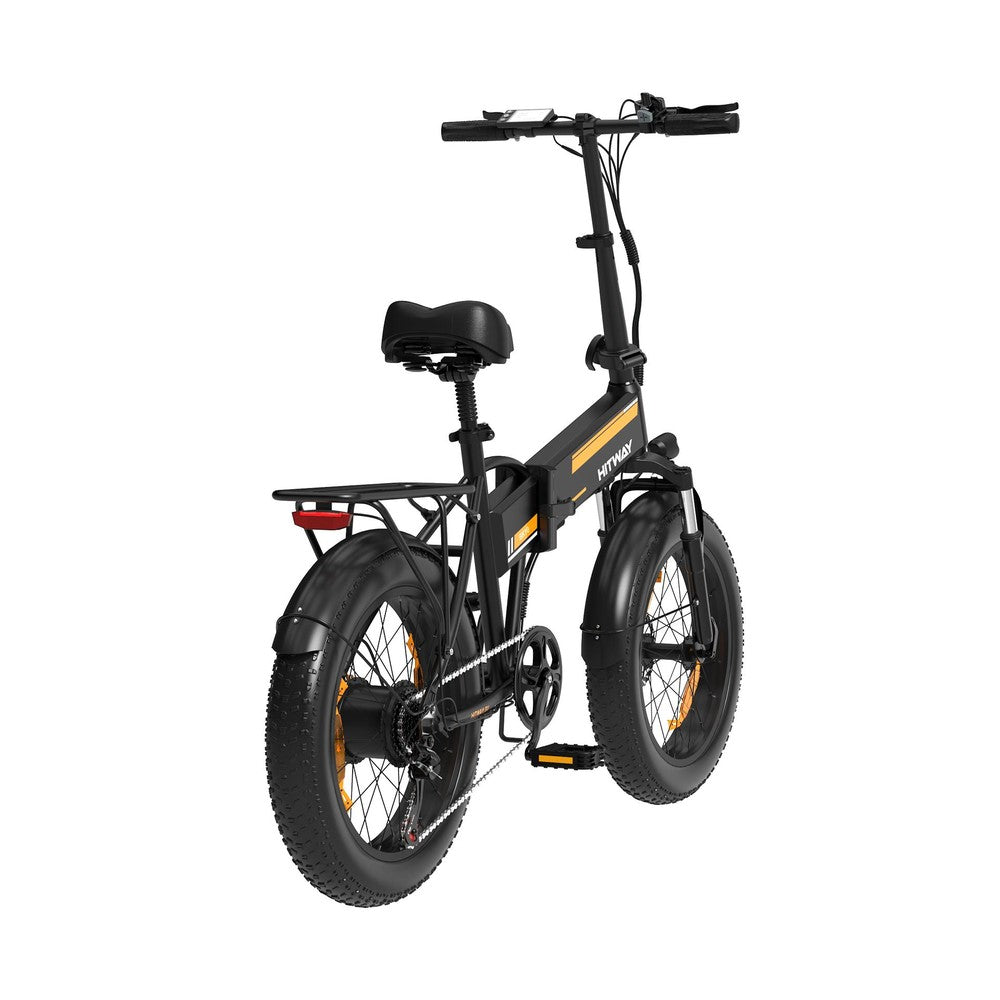 Black electric bike with fat tires on a white background