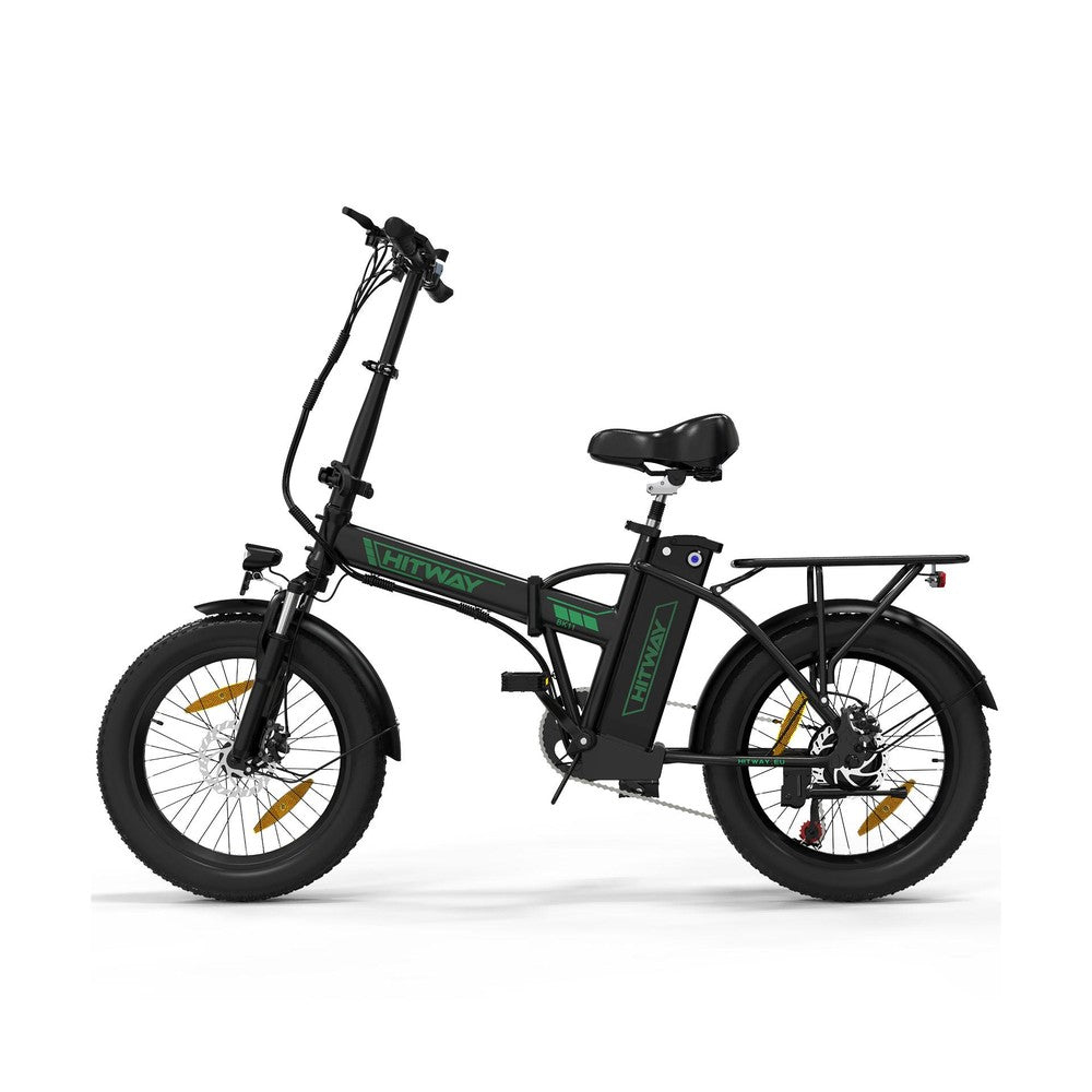 Black electric bike with visible branding on a white background