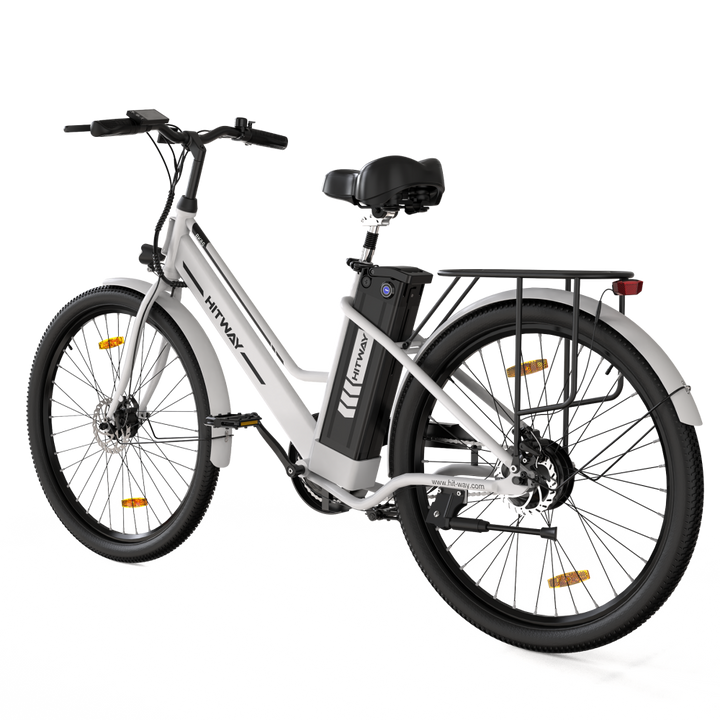 Electric bicycle with a visible brand logo on a white background