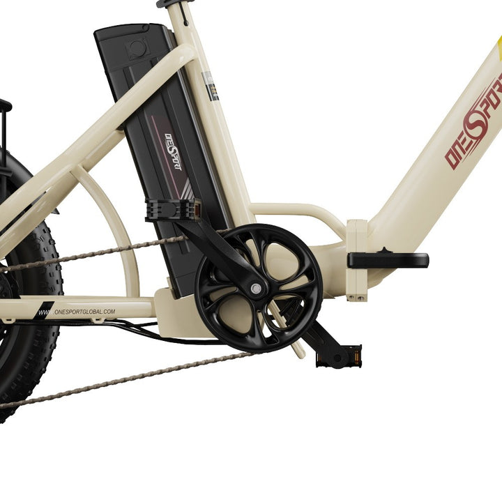 Close-up of a bicycle with a visible brand logo on a white background