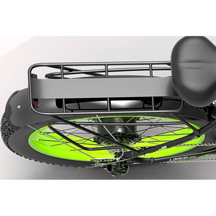 Close-up of a bike mounted on a car roof with a visible brand name.