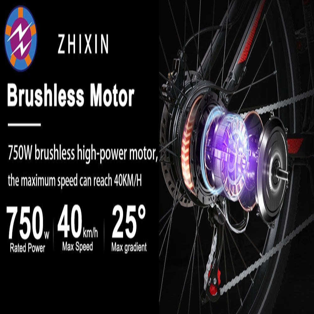 Brushless motor with technical specifications on a black background