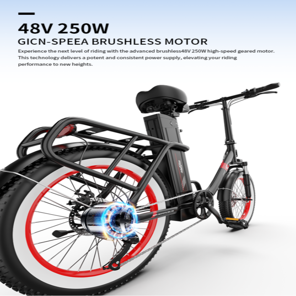 Electric bike with highlighted motor details on a white background