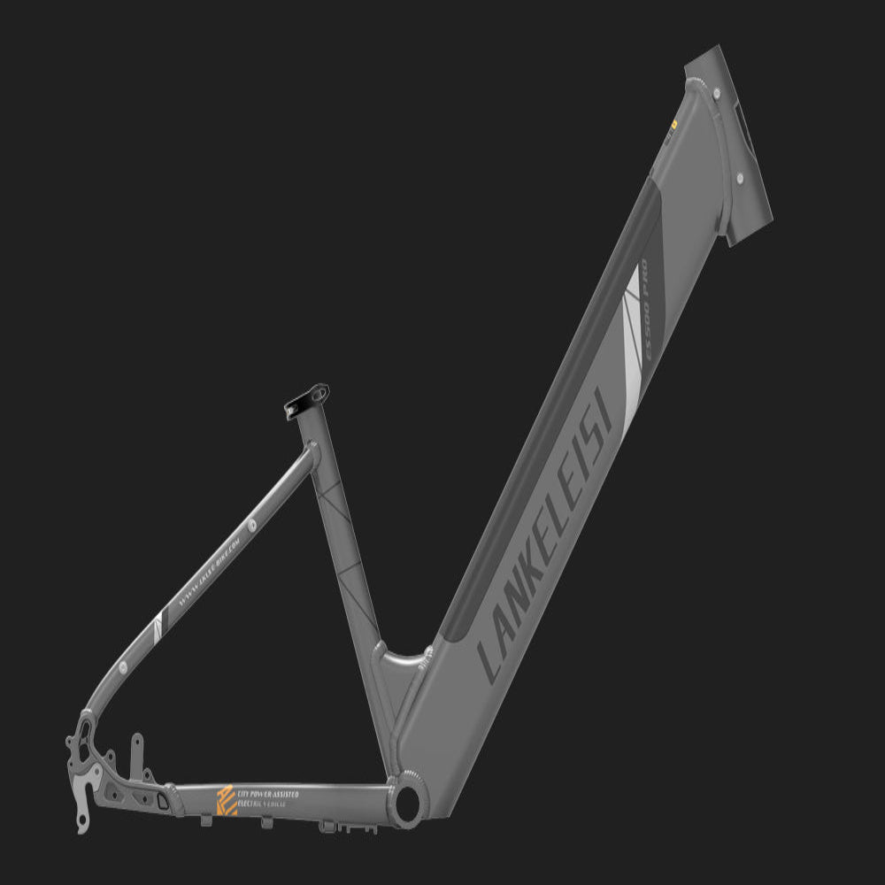 Bicycle frame with 'LANKELEISI' branding on a black background