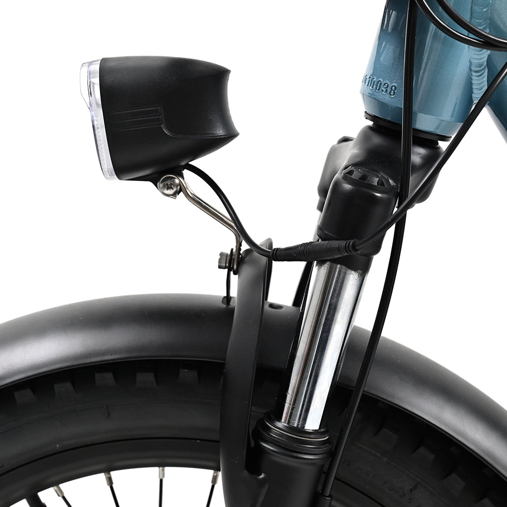 "Bright blue DUO OT01 electric bike with aluminum alloy body, wire spoke wheel, and power-assisted mode"