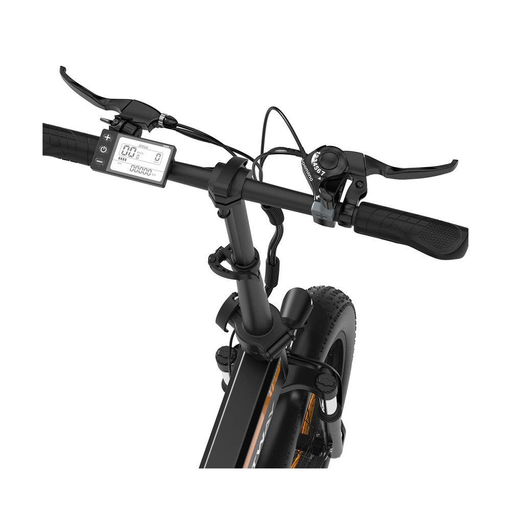 Close-up of bicycle handlebar with digital display on a white background