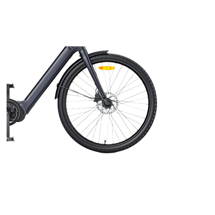 Close-up of a bicycle wheel on a light gray background