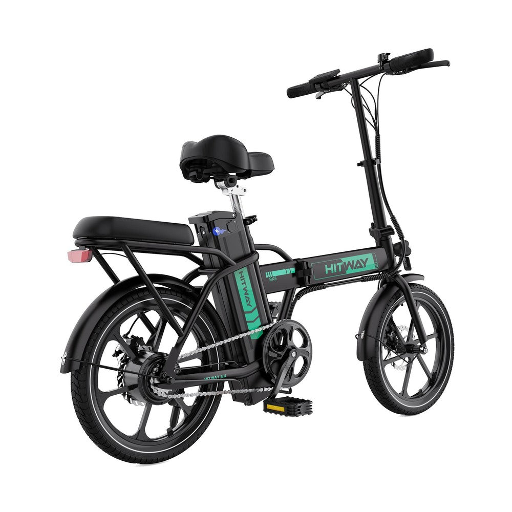 Black electric bike with visible branding on a white background