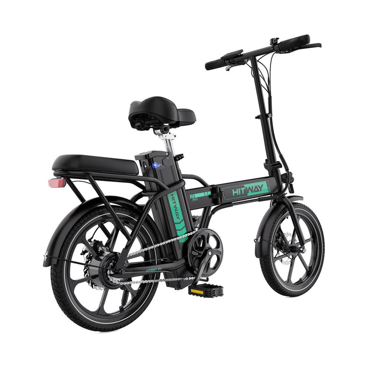 Black electric bike with visible branding on a white background