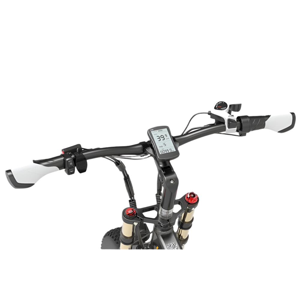 Bicycle handlebar with digital display on a white background