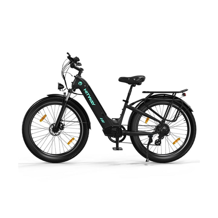 Black electric bike with visible brand logo on a white background