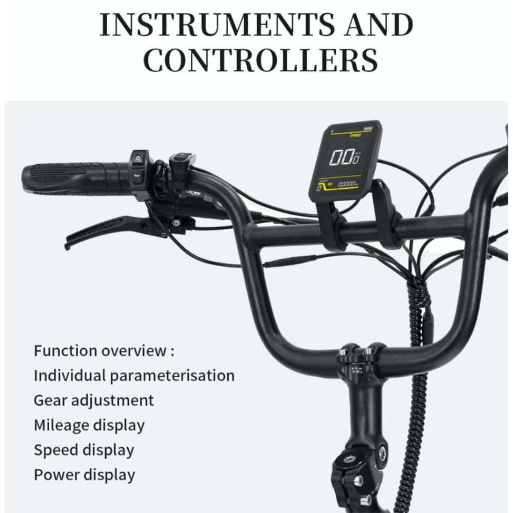 Bicycle handlebar with instruments and controllers on a white background.