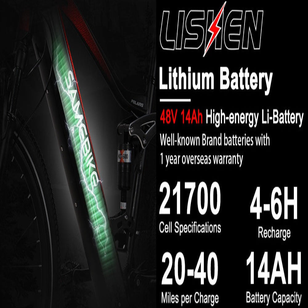 Lishen lithium battery advertisement with bike tire and branding