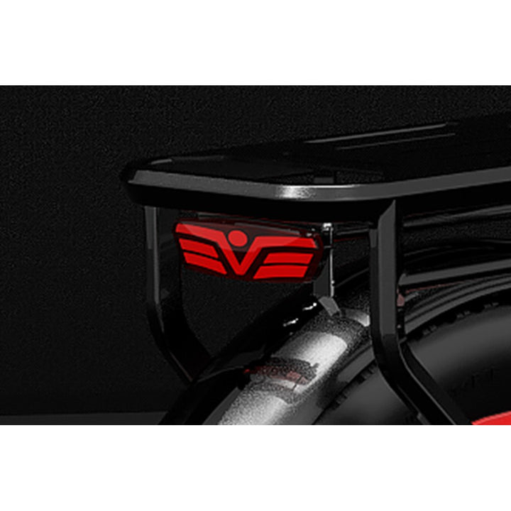 Black metal bumper with red logo on a dark background