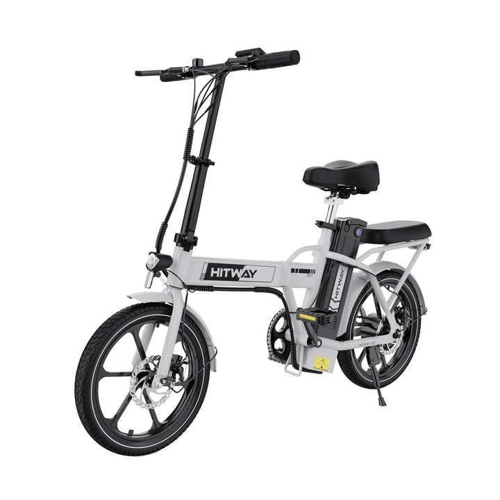 White electric bike with black accents on a white background, featuring the HITWAY brand.