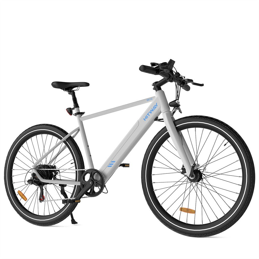 White bicycle with black wheels on a white background