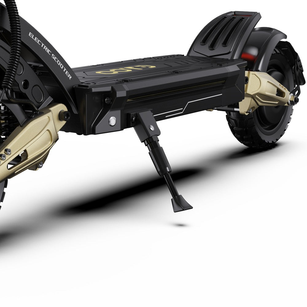 Black electric scooter with beige accents on a white background