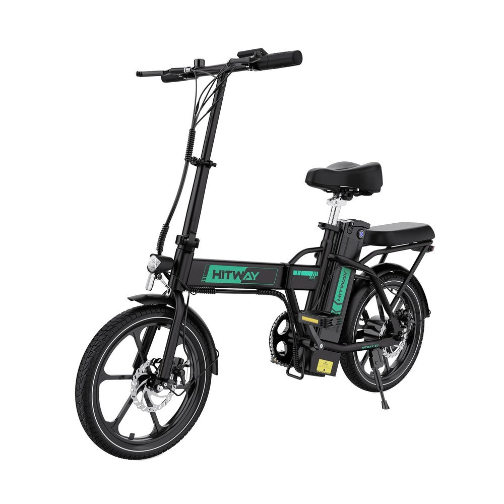 Black electric bike with 'HITWAY' branding on a white background