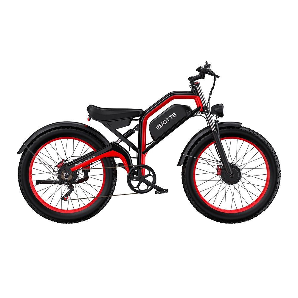 Electric bike with red accents on a white background