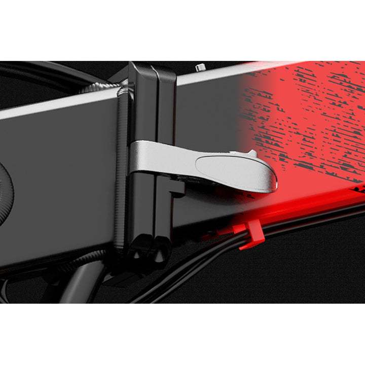Close-up of a car's wiper mechanism with a red and black patterned surface.