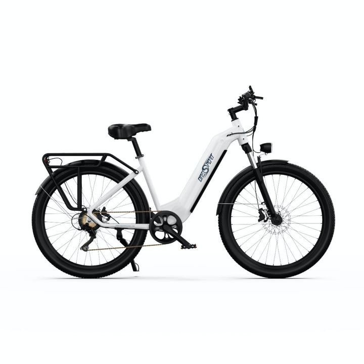 "DUO OT05 Electric Bike in blue with 27.5"" aluminum frame, spoked wheel, and front light, designed for high performance and efficiency."