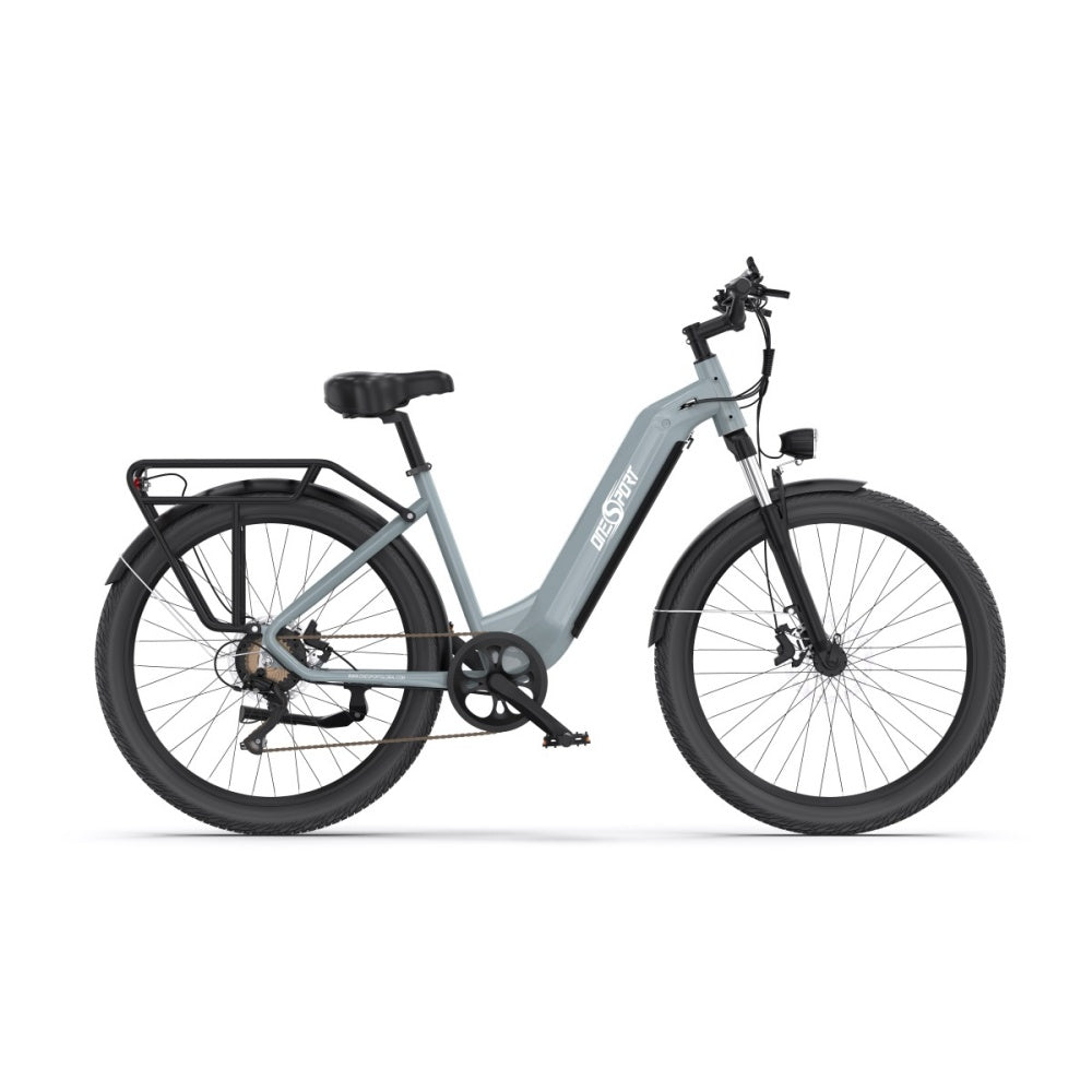 "DUO OT05 Electric Bike in blue color with 27.5-inch aluminum frame, spoked wheels, and multi-function LCD display"