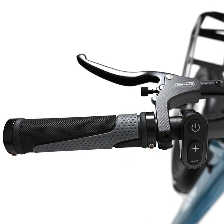 "Bright blue DUO OT01 electric bike with durable aluminum alloy body, suitable for adventurous rides"