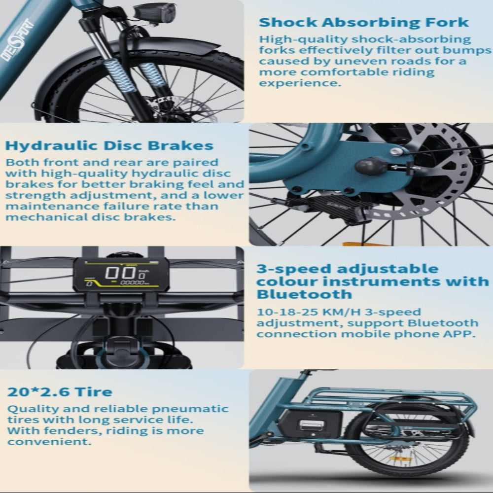 Detailed view of a bicycle's components with text descriptions.