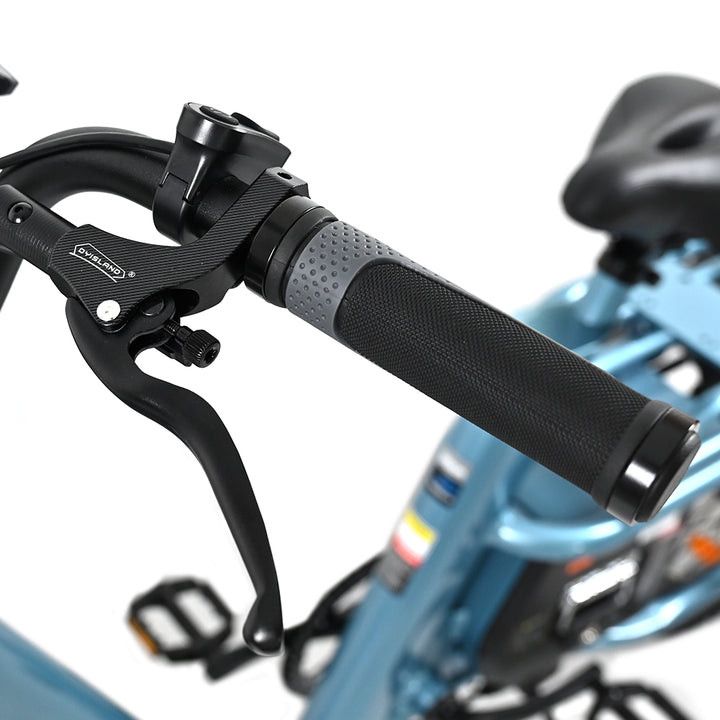 "Bright blue DUO OT01 electric bike with power-assisted mode, hydraulic disc brakes, and durable aluminum alloy body."
