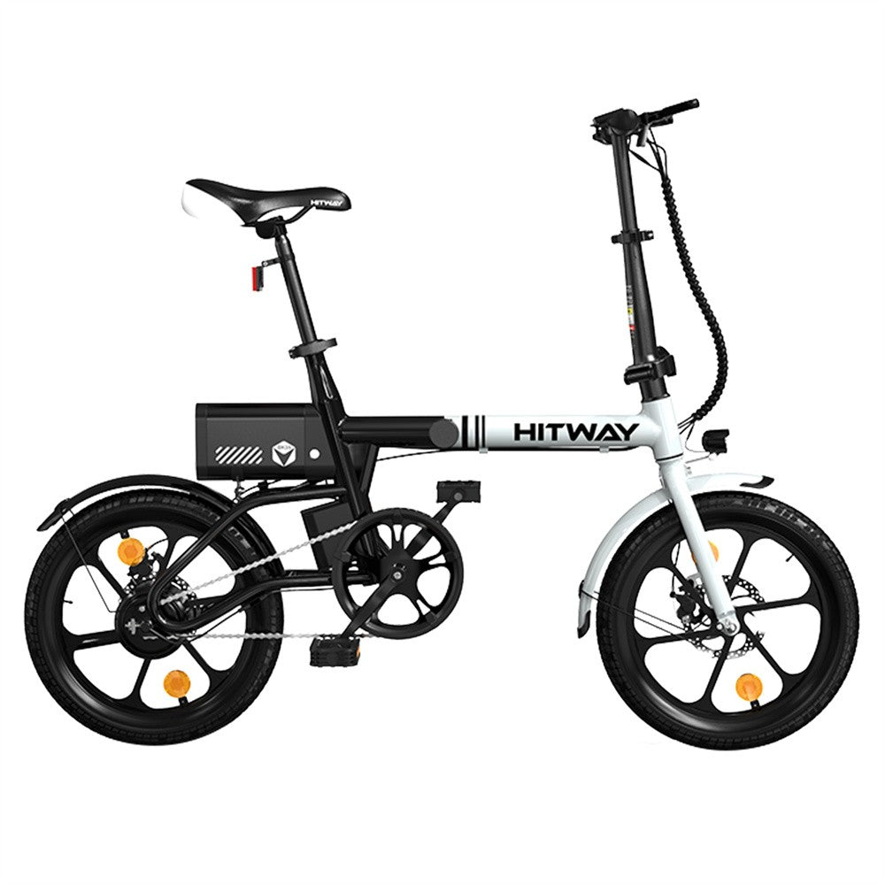 Black and white electric bike with 'HITWAY' branding on a white background