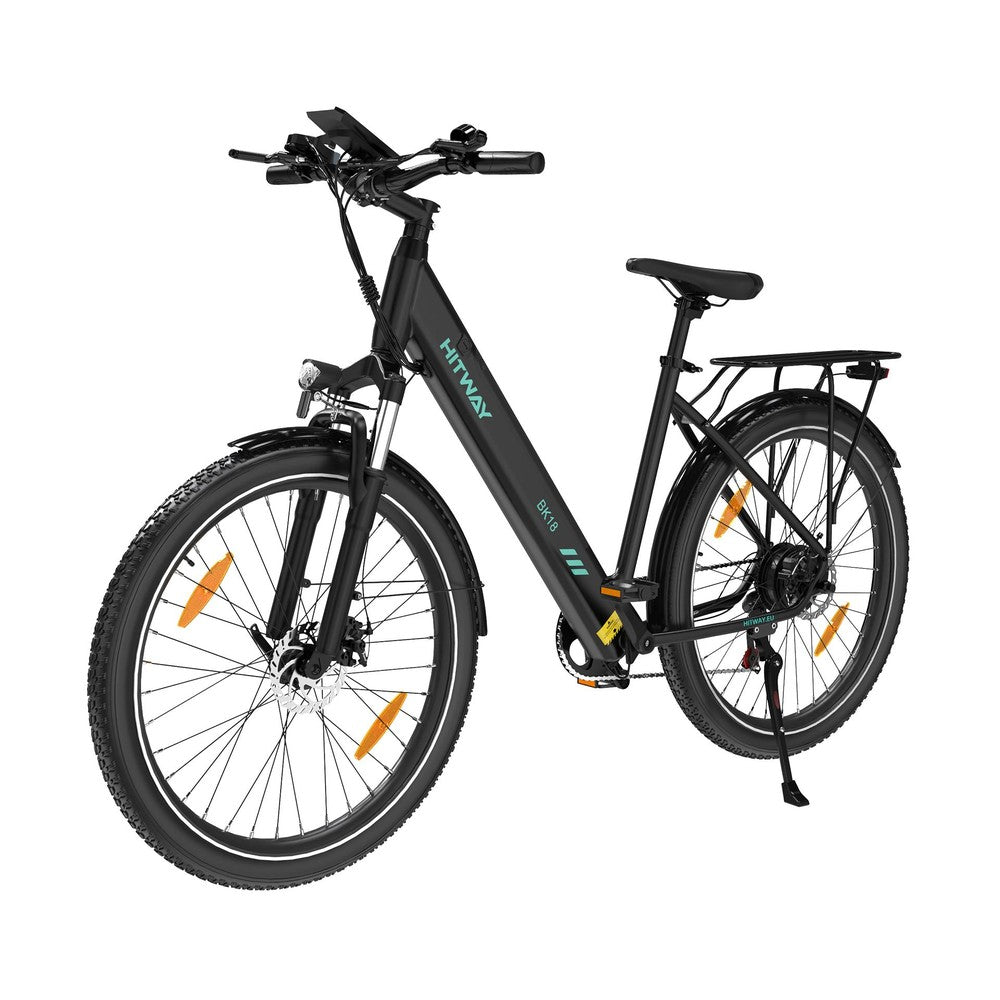Black electric bike with 'Hitway' branding on a white background