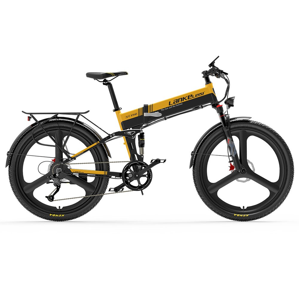 Yellow and black electric bike with 'LANKEleisi' branding on a white background
