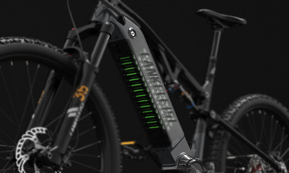 Close-up of a bicycle with a digital display on a dark background