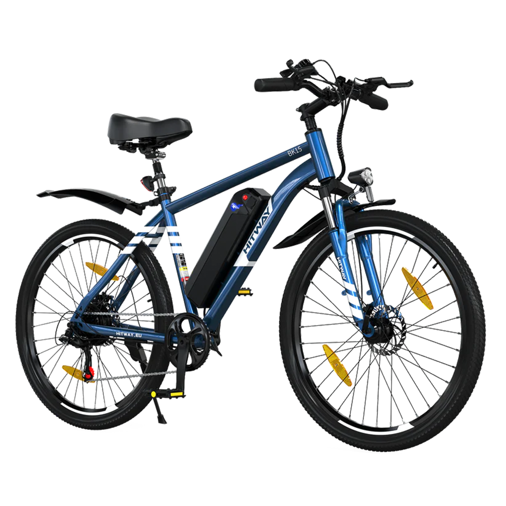 Blue electric bicycle on a white background